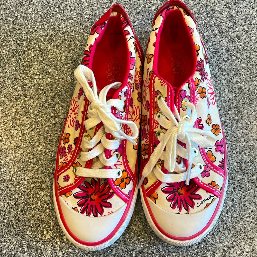 Coach Women's Floral Barrett Sneakers - Pink and White